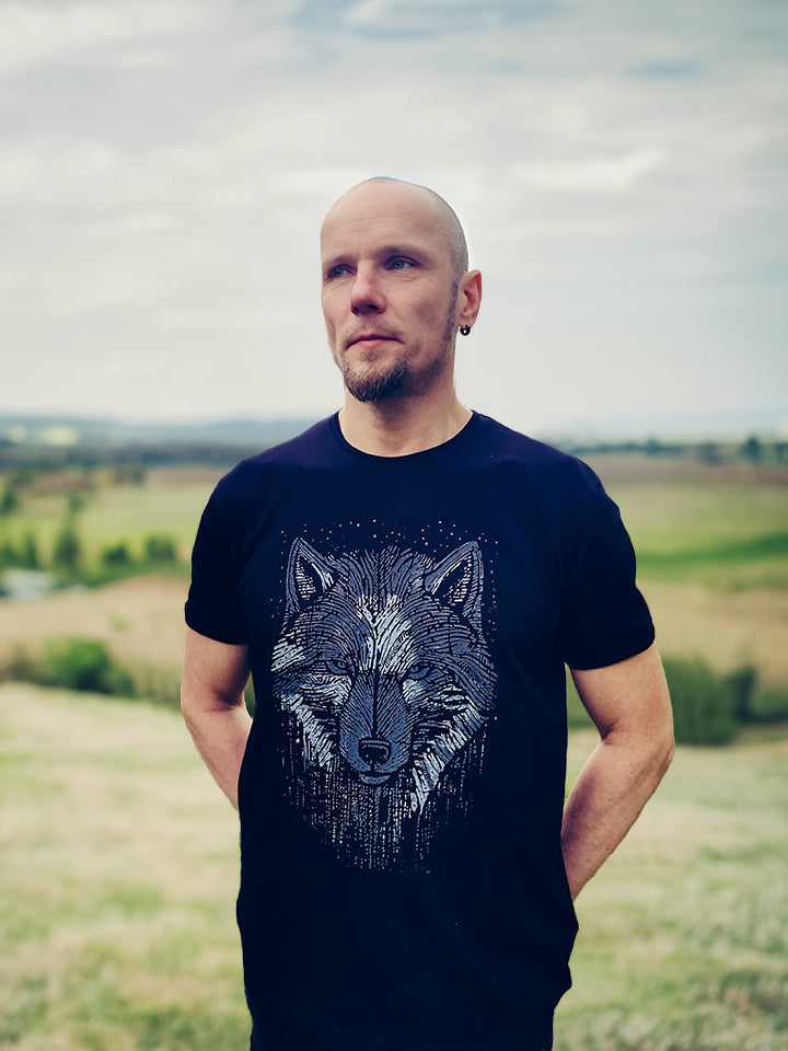 "grafisks vilks" uz Roll t-krekla