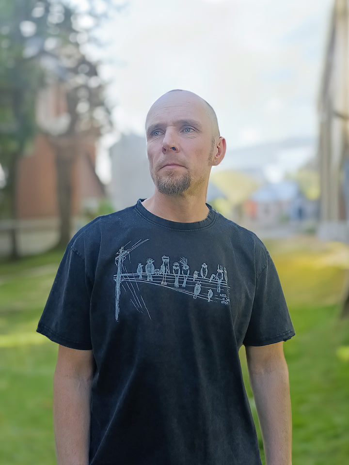 "katrs ar saviem putniem" uz Heavy Oversize t-krekla | M un L izmērs