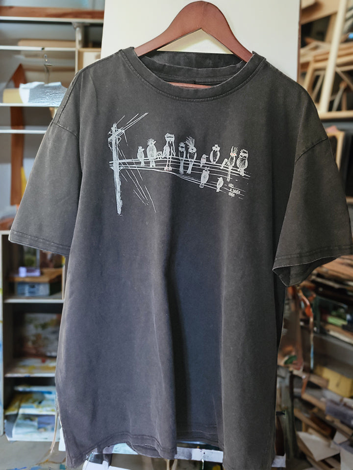 "katrs ar saviem putniem" uz Heavy Oversize t-krekla | M un L izmērs